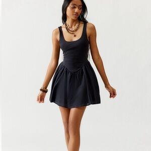 Urban Outfitters Cotton Black Fit and Flare Mini Dress
